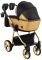 Коляска 2 в 1 Adamex Sierra Polar (Gold) SR436 черный (люрикс) - золотой кожа (перфорация)