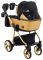 Коляска 2 в 1 Adamex Sierra Polar (Gold) SR436 черный (люрикс) - золотой кожа (перфорация)
