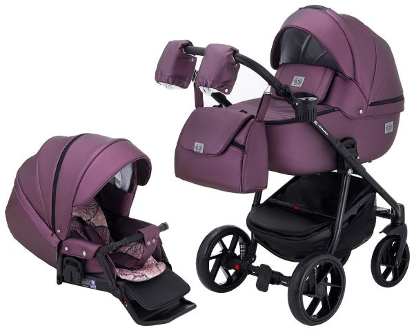 Коляска 2 в 1 Adamex Hybryd Plus шкіра 100% Y233CZ фіолетовий (перламутр)