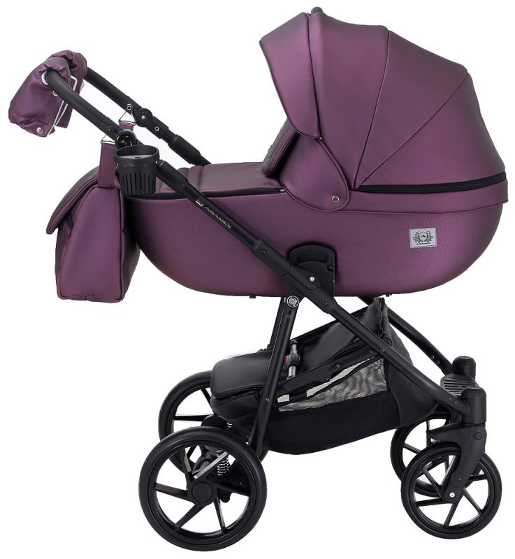 Коляска 2 в 1 Adamex Hybryd Plus кожа 100% Y233CZ фиолетовый (перламутр)