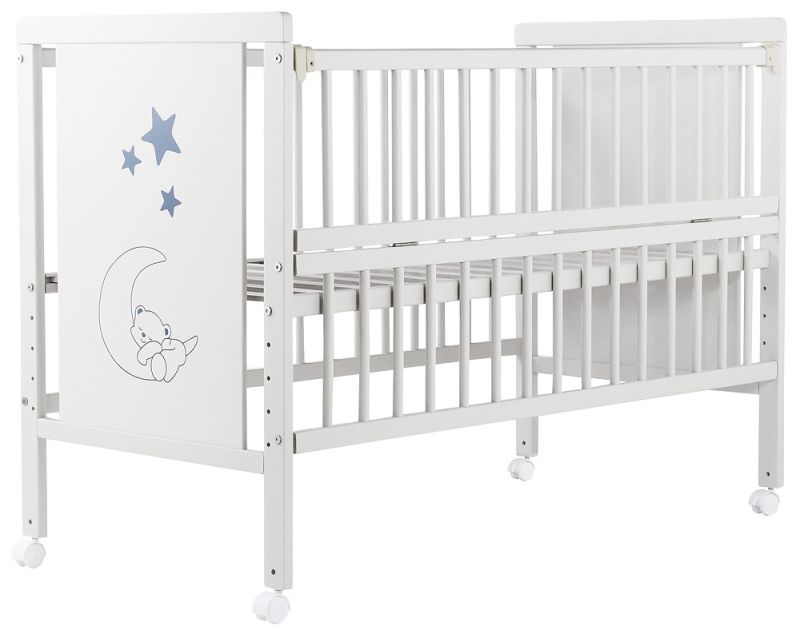 Кровать Babyroom Медвежонок M-01 откидной бок, колеса  бук белый