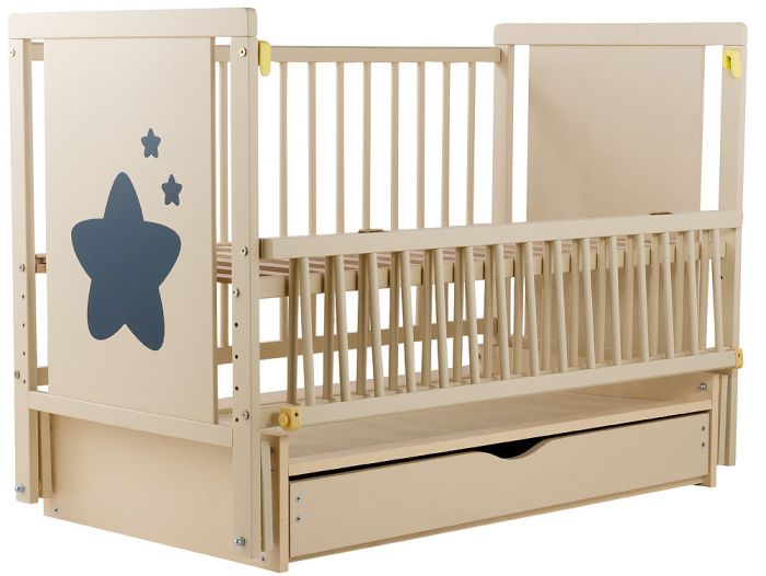 Ліжко Babyroom Зірочка Z-03 маятник, ящик, відкидний бік бук слонова кістка