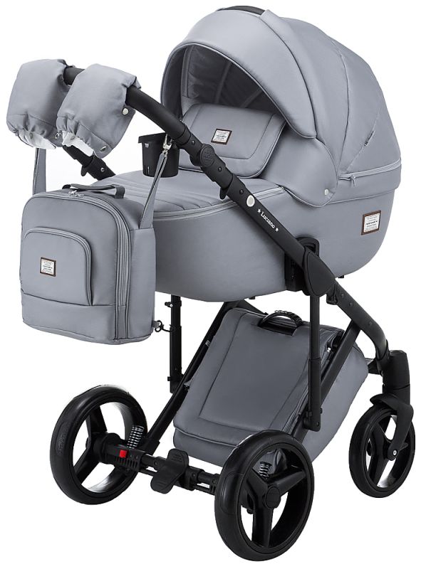 Коляска 2 в 1 Adamex Luciano шкіра 100% Q121CZ сірий перламутр