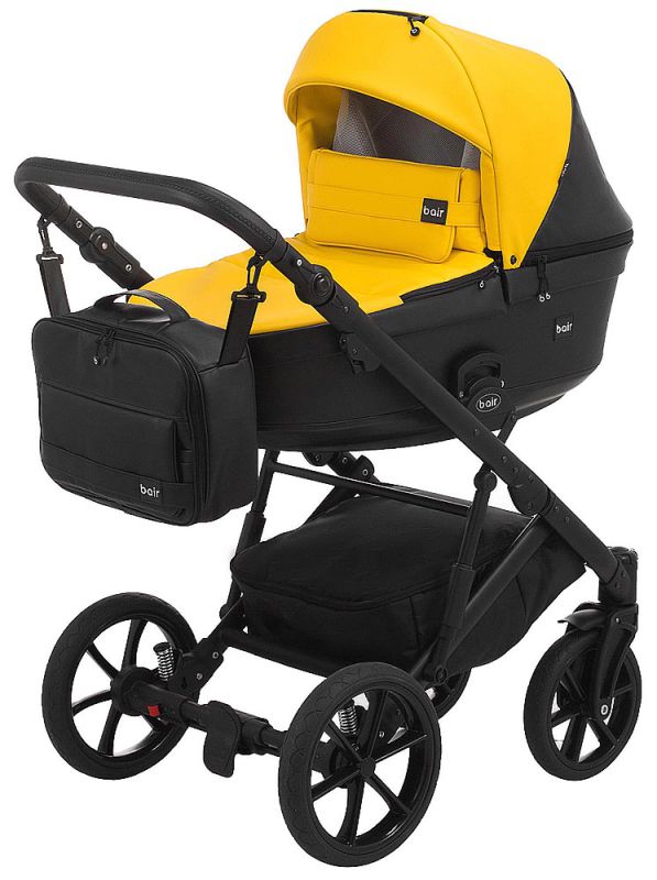 Коляска 2 в 1 Bair Kiwi шкіра 100% BK-63/15 жовтий - чорний