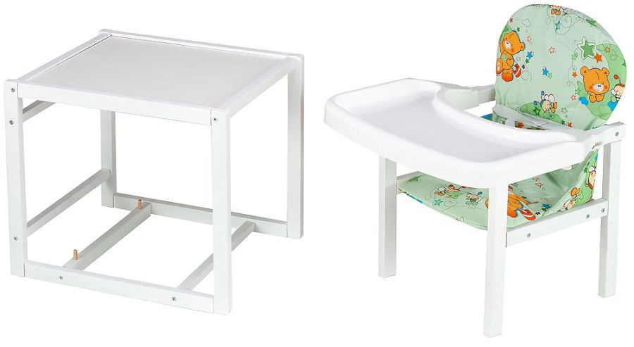 Стільчик-трансформер Babyroom Поні-240 білий пластикова стільниця зелений (ведмедики та бджілки)