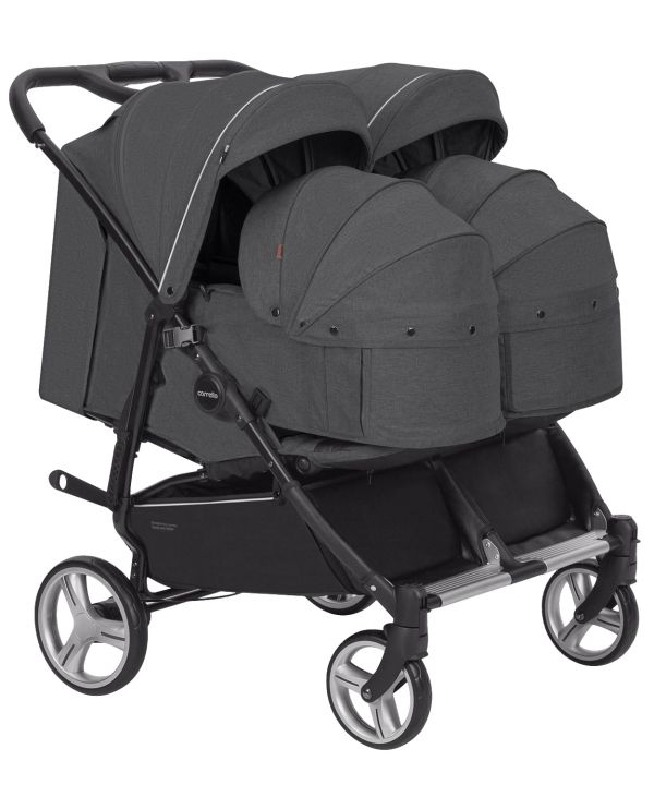 Коляска 2 в 1 для двійні CARRELLO Connect CRL-5502/1 Serious Black з перенесенням + дощовик