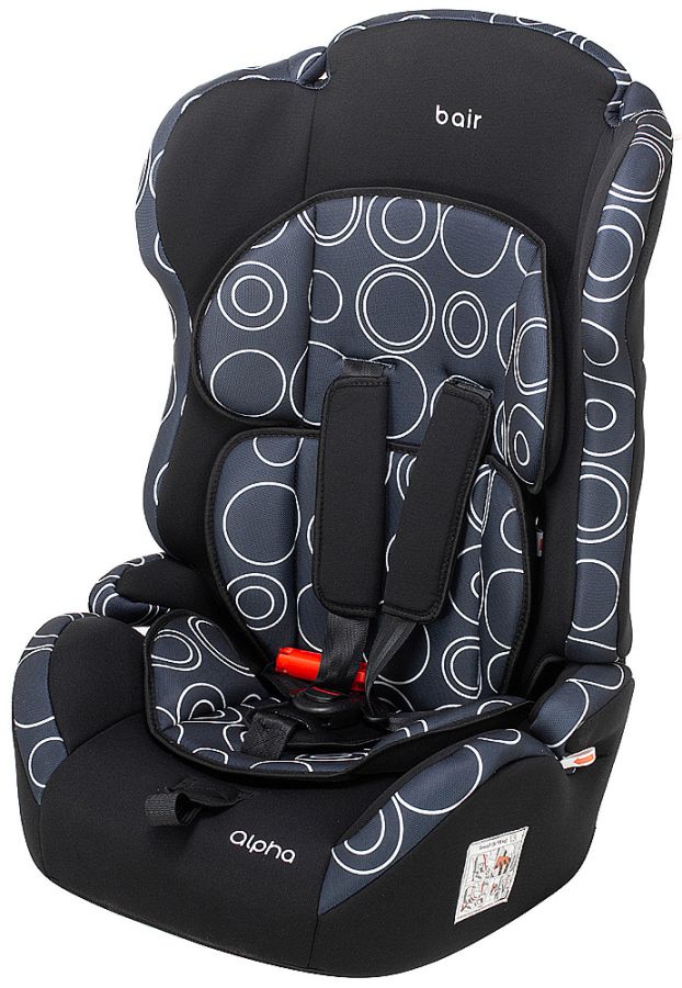 Автокресло Bair Alpha 1/2/3 (9-36 кг) DA1424 черный - темно-синий (круги)