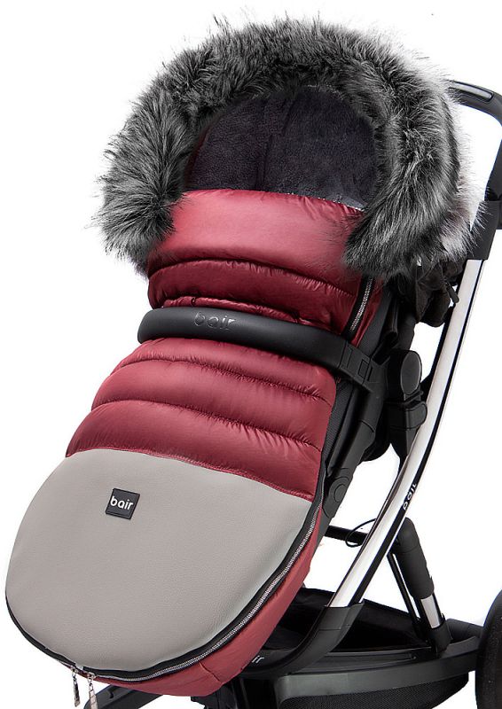 Зимовий конверт Bair Polar premium бордо - сіра шкіра