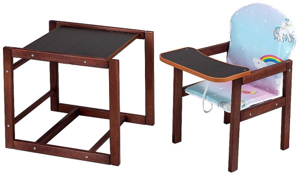 Стільчик-трансформер Наталка Зайчик-22 темний блакитний з рожевим (єдинороги)