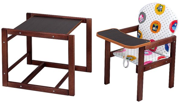 Стільчик-трансформер Наталка Зайчик-22 темний білий (різнокольорові сови)