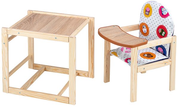 Стільчик-трансформер Наталка Зайчик-01 економ білий (різнокольорові сови)