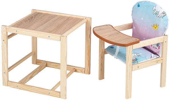 Стільчик-трансформер Наталка Зайчик-01 економ блакитний з рожевим (єдинороги)