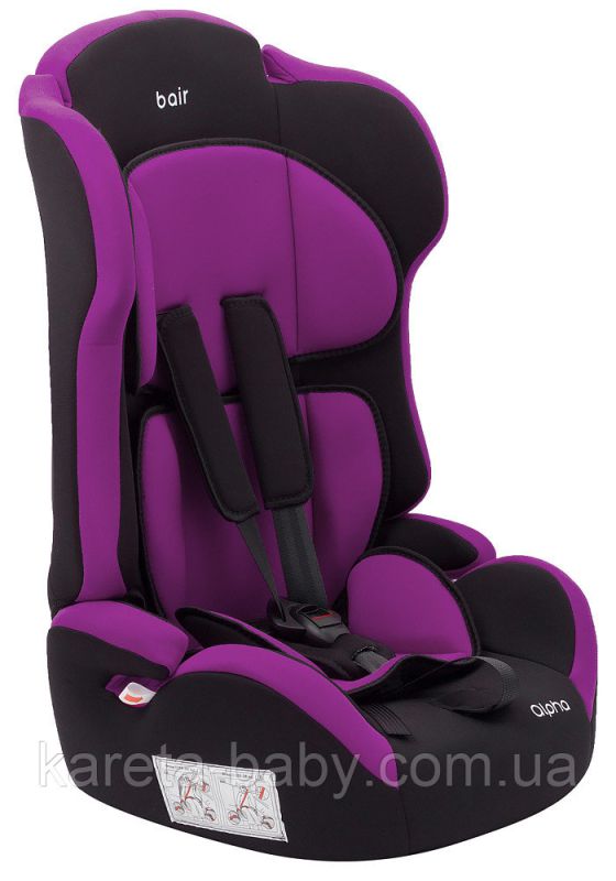 Автокресло Bair Alpha 1/2/3 (9-36 кг) DA2418 черный - фиолетовый