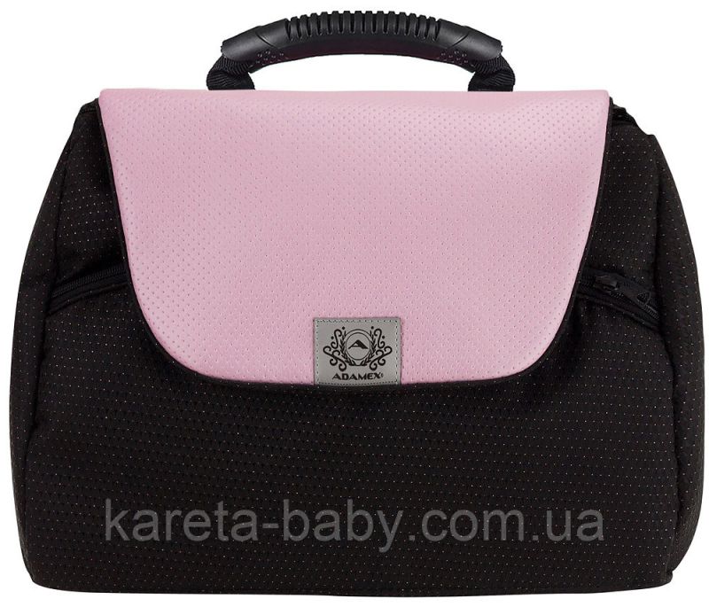 Коляска 2 в 1 Adamex Hybryd Plus Polar (Chrome) BR611 черный (розовый люрекс)- светло-розовая кожа (выдавленная точка)