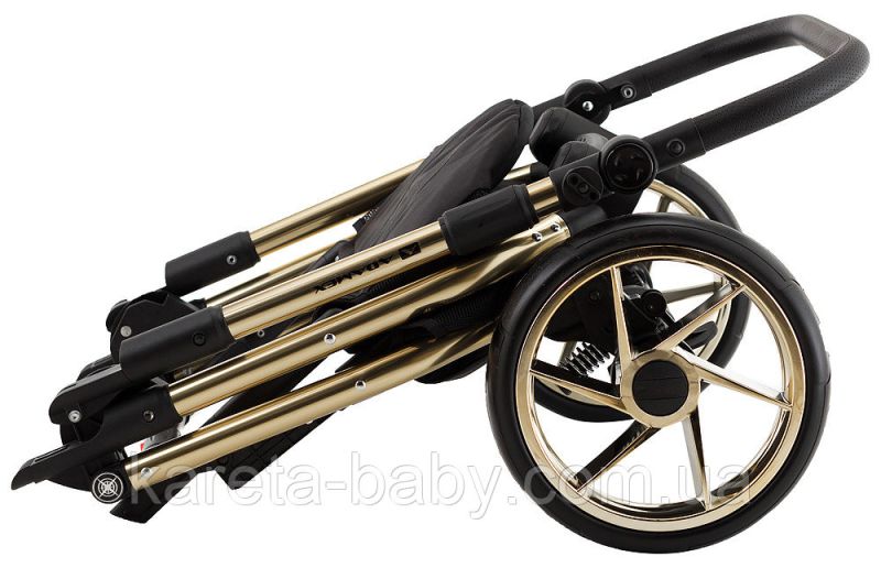 Коляска 2 в 1 Adamex Hybryd Plus Polar (Gold) BR619 черный (золотой люрекс) - золотая кожа