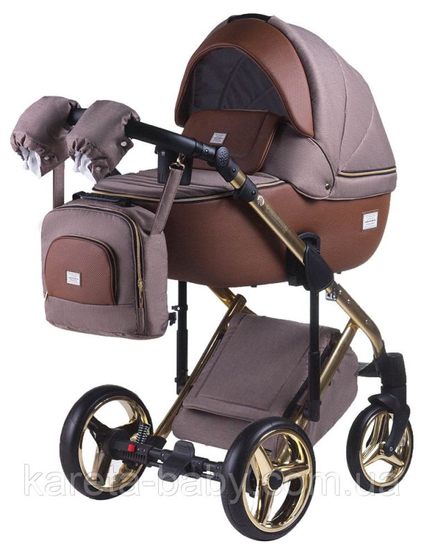 Коляска 2 в 1 Adamex Luciano Polar (Gold) Y801A коричневый (кожа) - капучино