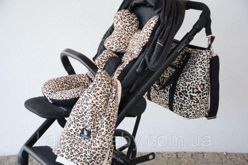 Матрац в коляску та автокрісло Cottonmoose Air 828/79/101 pantera cotton siatka szara (леопардовий, чорна