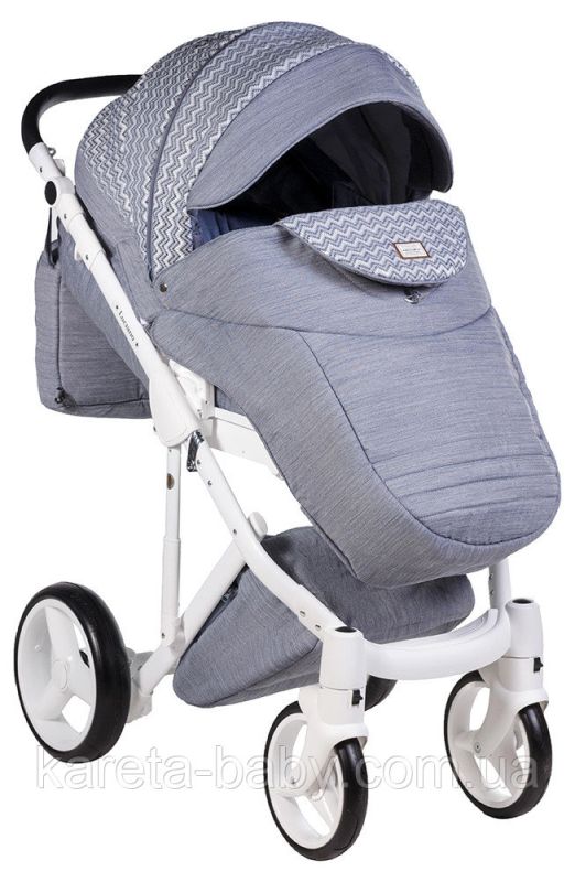 Коляска 2 в 1 Adamex Luciano jeans Q202 світло-синій (зигзаг)