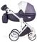 Коляска 2 в 1 Adamex Luciano кожа 100% Q262 темно-синий - сиреневый - белый