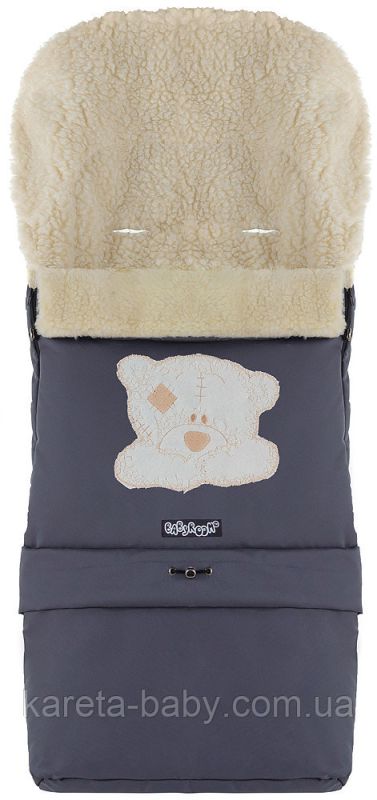 Зимний конверт Babyroom №20 с удлинением  графит (мордочка мишки штопаная)