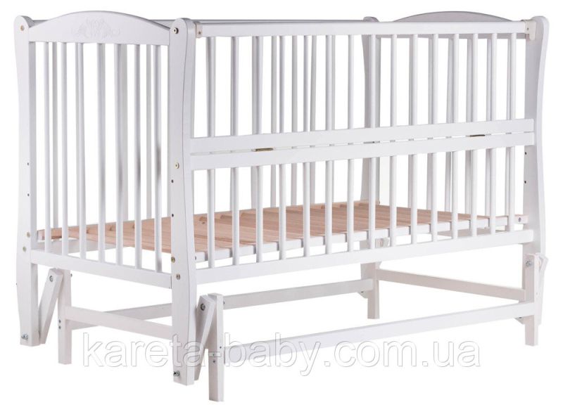Кровать Babyroom Елит резьба, маятник, откидной бок DER-6  бук белый