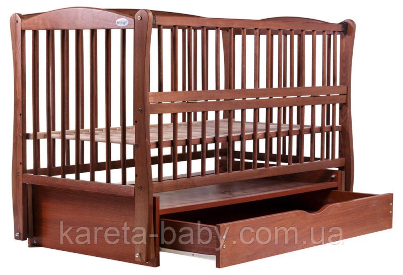 Кровать Babyroom Елит резьба маятник, ящик, откидной бок DER-7  бук тик