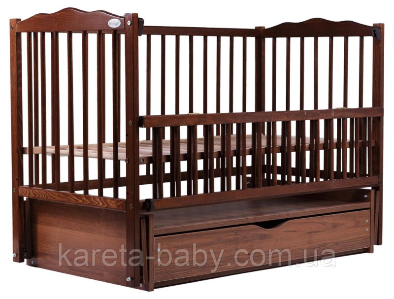 Кровать Babyroom Радуга маятник, ящик, откидной бок DVMYO-3  бук орех