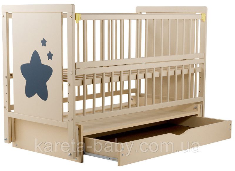 Кровать Babyroom Звездочка Z-03 маятник, ящик, откидной бок  бук слоновая кость