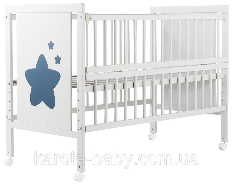 Кровать Babyroom Звездочка Z-01 откидной бок, колеса  бук белый