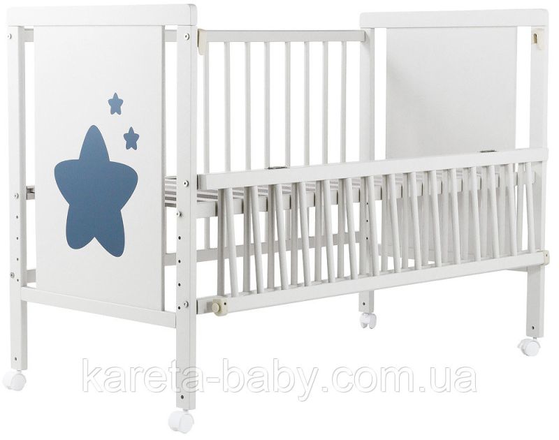 Кровать Babyroom Звездочка Z-01 откидной бок, колеса  бук белый