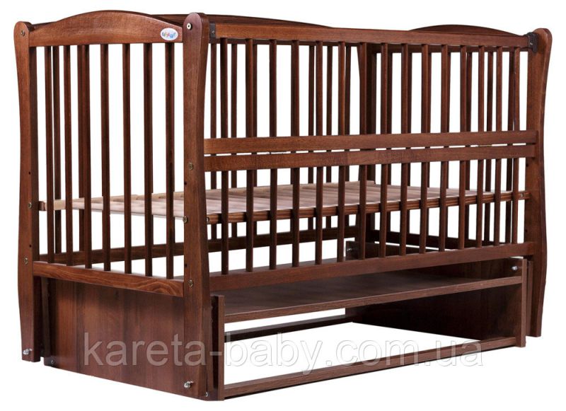 Кровать Babyroom Елит резьба, маятник, откидной бок DER-6  бук орех