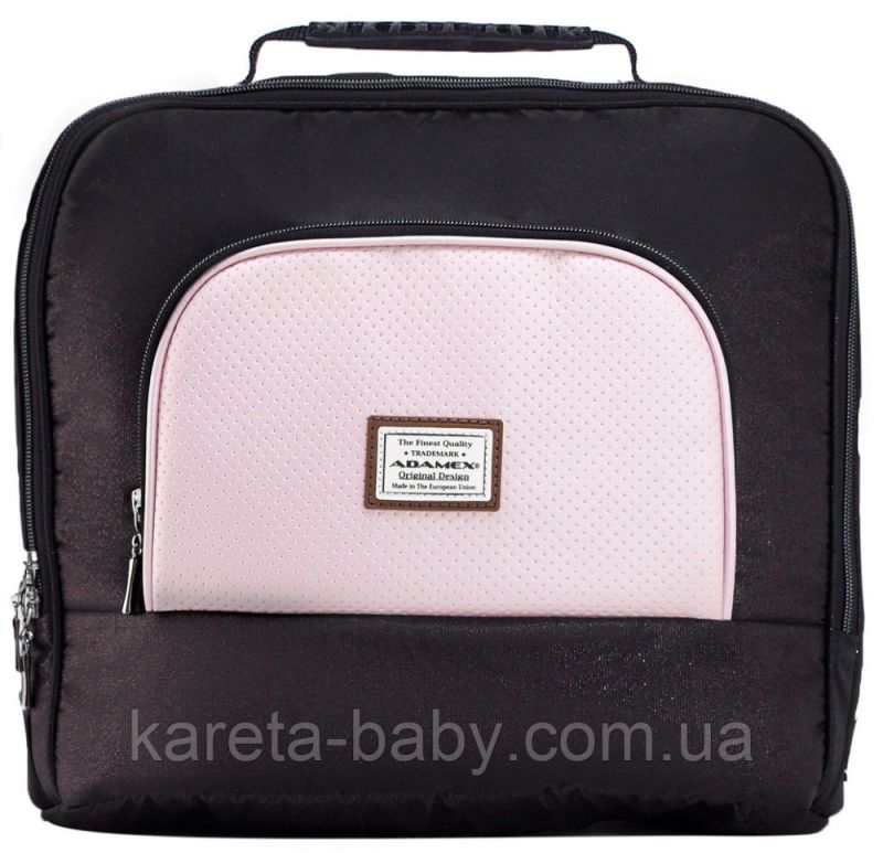 Коляска 2 в 1 Adamex Mimi Polar (Chrome) Y839-A черный (люрикс) - розовый (пудра) кожа (выдавленная точка)