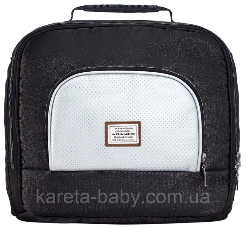 Коляска 2 в 1 Adamex Mimi Polar (Chrome) Y843 черный (люрикс) - серебро кожа (выдавленная точка)