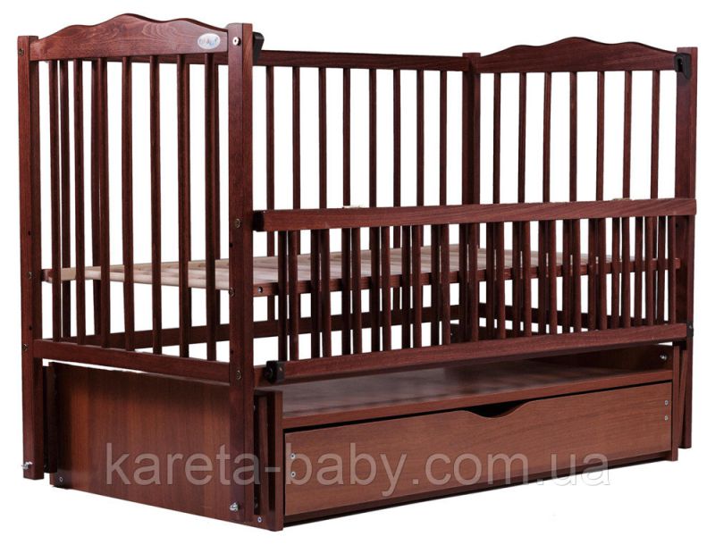 Кровать Babyroom Радуга маятник, ящик, откидной бок DVMYO-3  бук тик