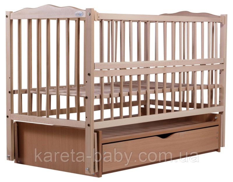 Кровать Babyroom Радуга маятник, ящик, откидной бок DVMYO-3  бук светлый (натуральный)
