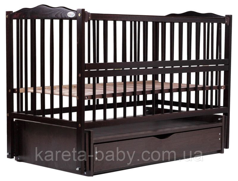 Ліжко Babyroom Веселка маятник, ящик, відкидний бік DVMYO-3 бук венге