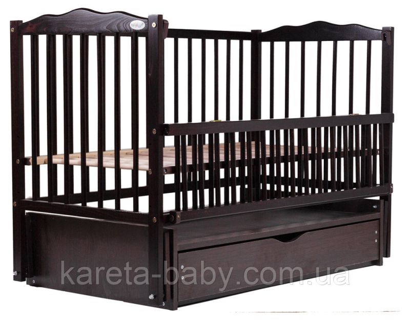 Ліжко Babyroom Веселка маятник, ящик, відкидний бік DVMYO-3 бук венге