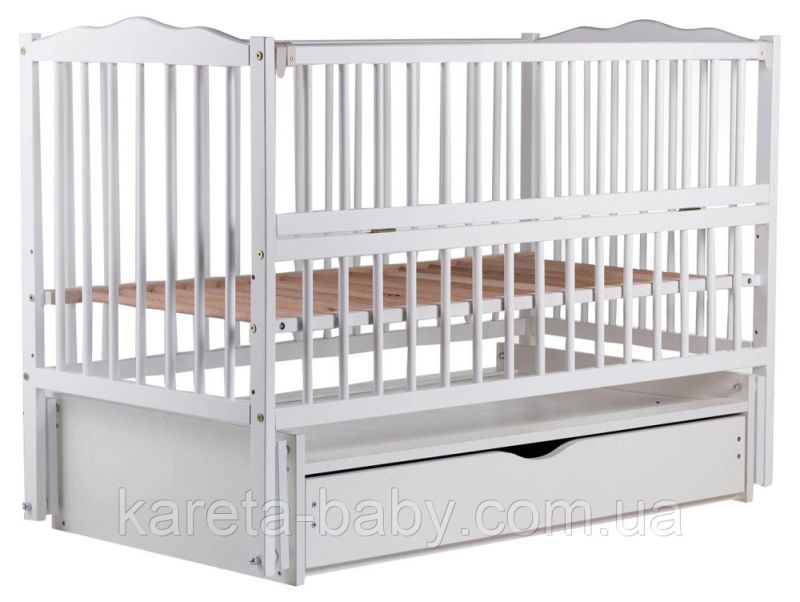 Кровать Babyroom Радуга маятник, ящик, откидной бок DVMYO-3  бук белый