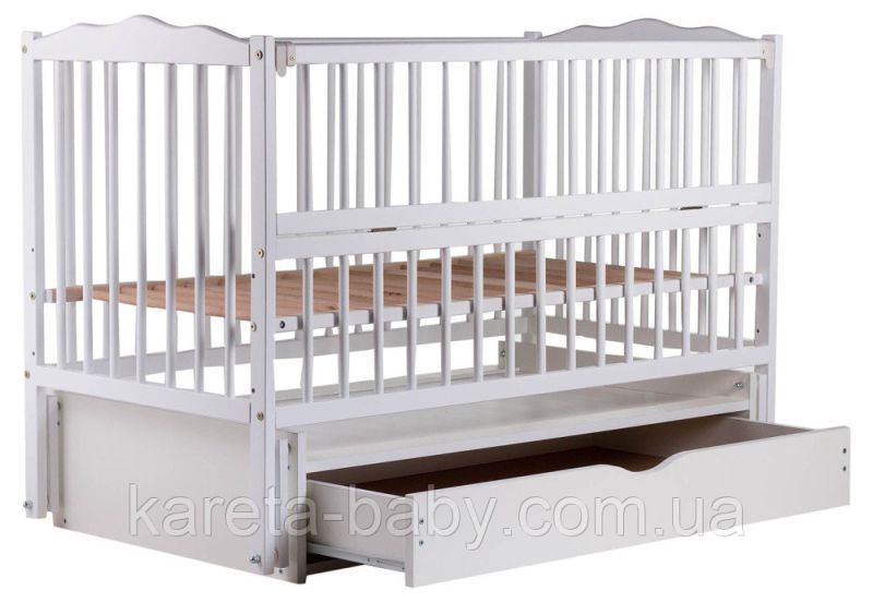 Кровать Babyroom Радуга маятник, ящик, откидной бок DVMYO-3  бук белый