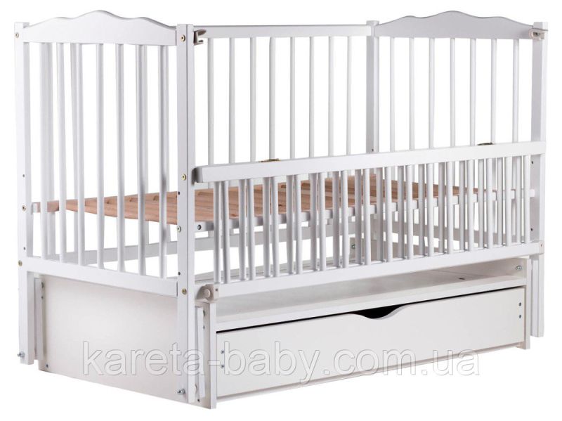 Кровать Babyroom Радуга маятник, ящик, откидной бок DVMYO-3  бук белый