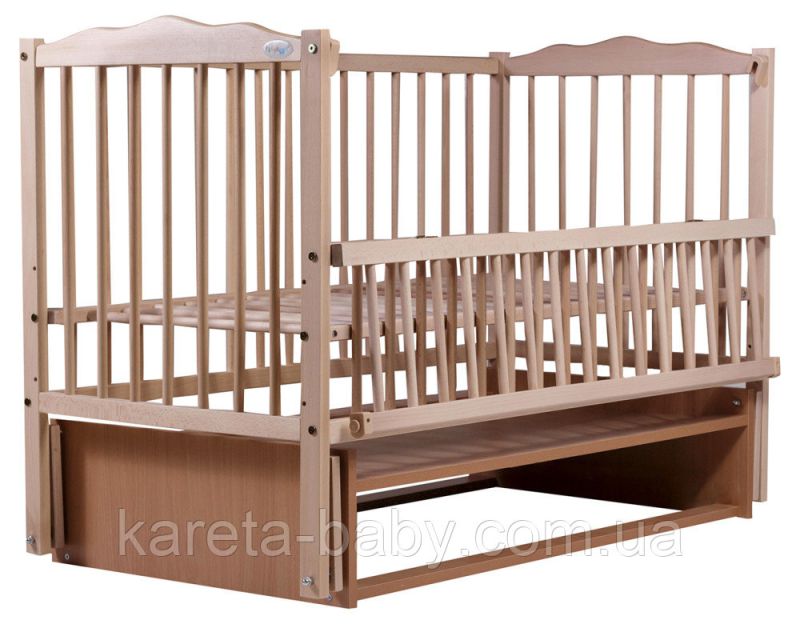 Кровать Babyroom Радуга маятник, откидной бок DVMO-2  бук светлый (натуральный)