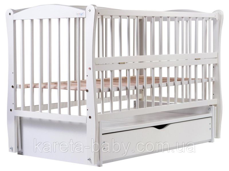 Кровать Babyroom Елит маятник, ящик, откидной бок DEMYO-5  бук белый