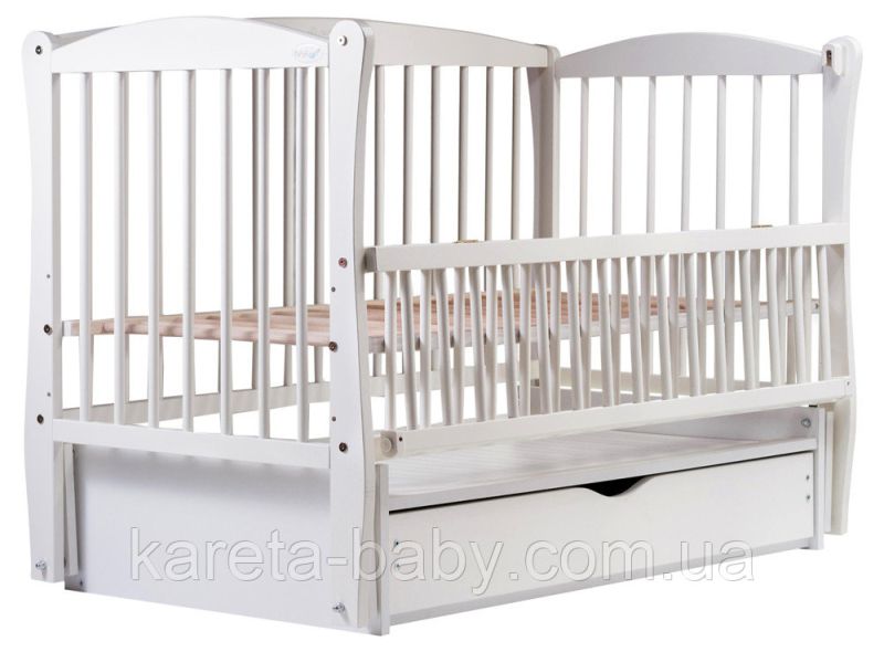Кровать Babyroom Елит маятник, ящик, откидной бок DEMYO-5  бук белый