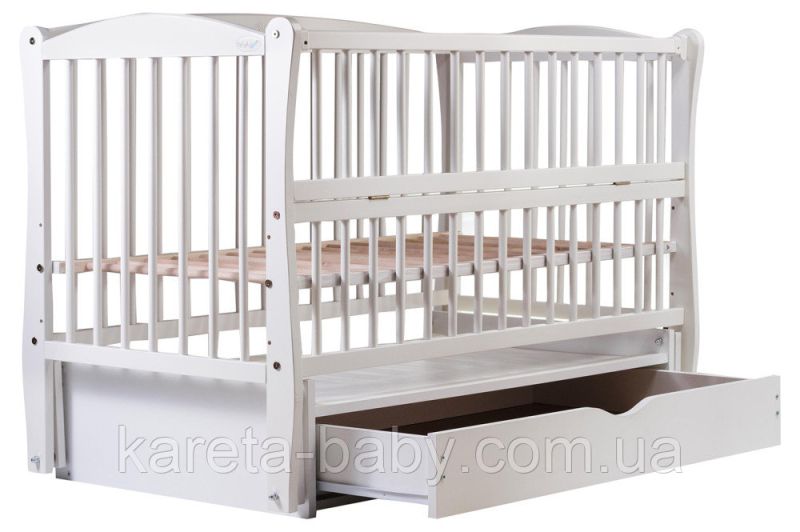 Кровать Babyroom Елит маятник, ящик, откидной бок DEMYO-5  бук белый