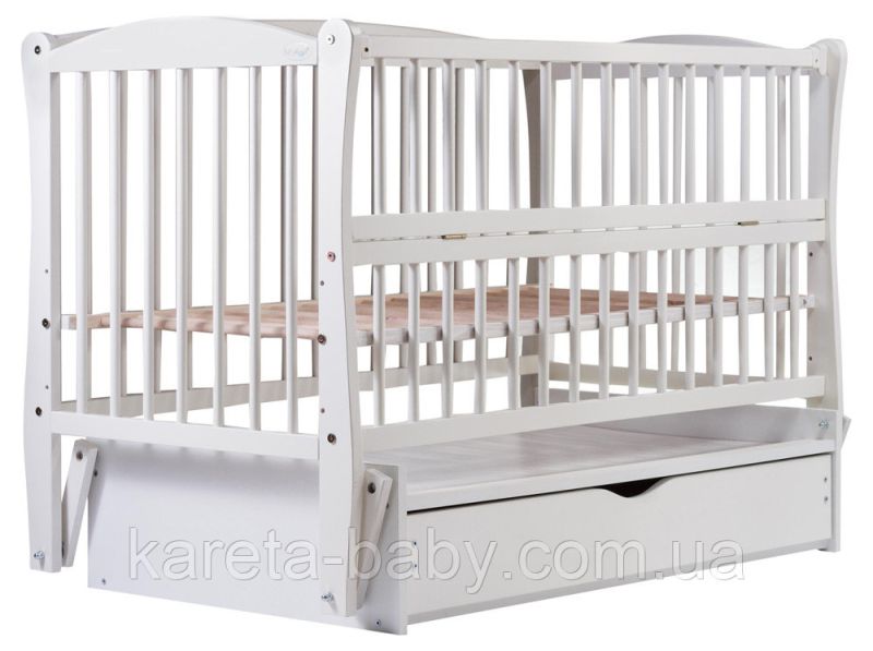Кровать Babyroom Елит маятник, ящик, откидной бок DEMYO-5  бук белый