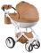 Коляска 2 в 1 Adamex Monte Deluxe Carbon кожа 100% 56S-B карамельный (белый карбон и рама)