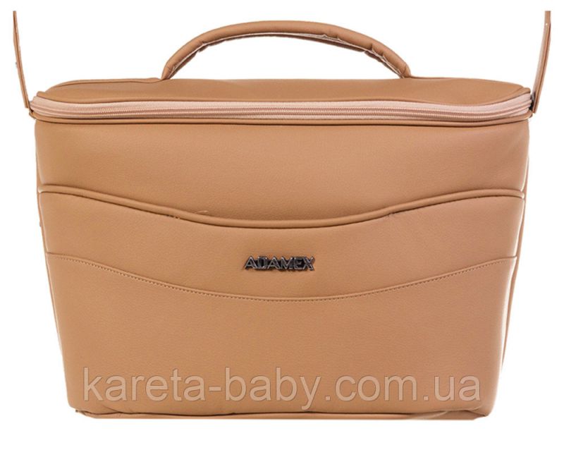 Коляска 2 в 1 Adamex Monte Deluxe Carbon кожа 100% 56S-B карамельный (белый карбон и рама)