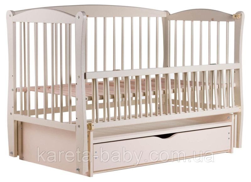 Кровать Babyroom Елит маятник, ящик, откидной бок DEMYO-5  бук слоновая кость