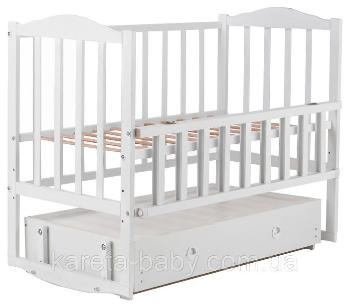 Кровать Babyroom Зайчонок ZL301 маятник, ящик, откидной бок  белая