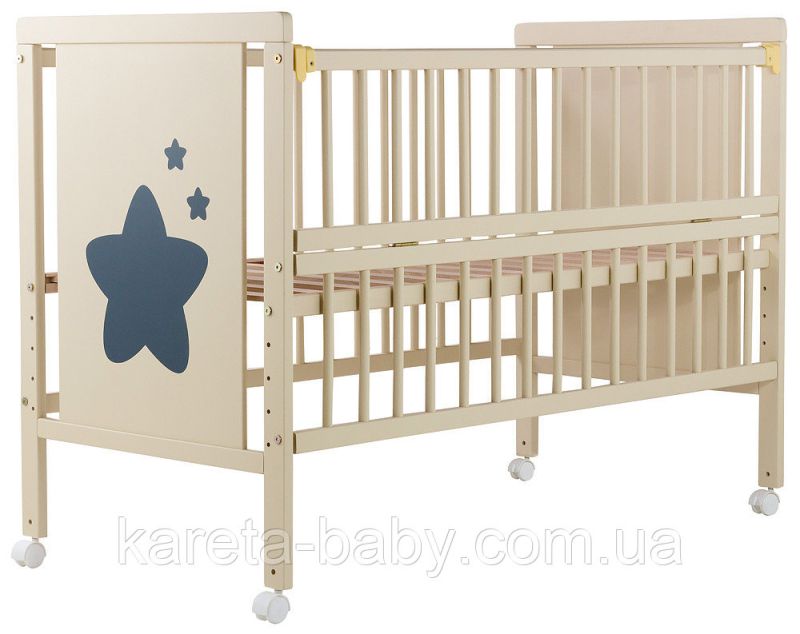 Кровать Babyroom Звездочка Z-01 откидной бок, колеса  бук слоновая кость